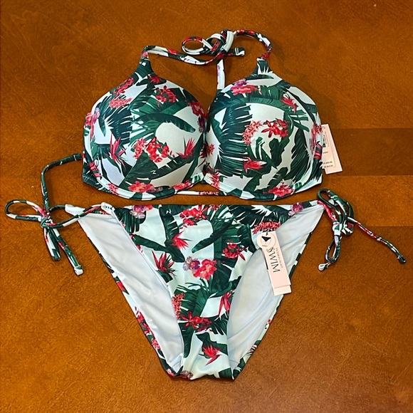 Victoria's Secret Bombshell Push-Up Bikini 34DD & Large Side-Tie Cheeky Bottom - Picture 2 of 16